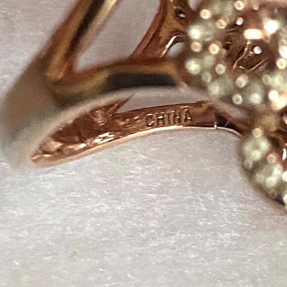 Rose Gold Plated Sterling Silver 925 Scrollwork White Sapphire Ring Sz 6.75 - Picture 14 of 16